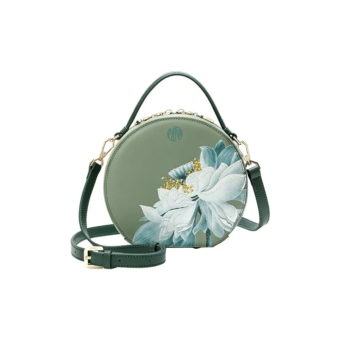 Ancient Yi Xi Cow Leather Cheongsam Hanfu Shoulder Bag, Crossbody Bag, Handbag Women's Celadon-0