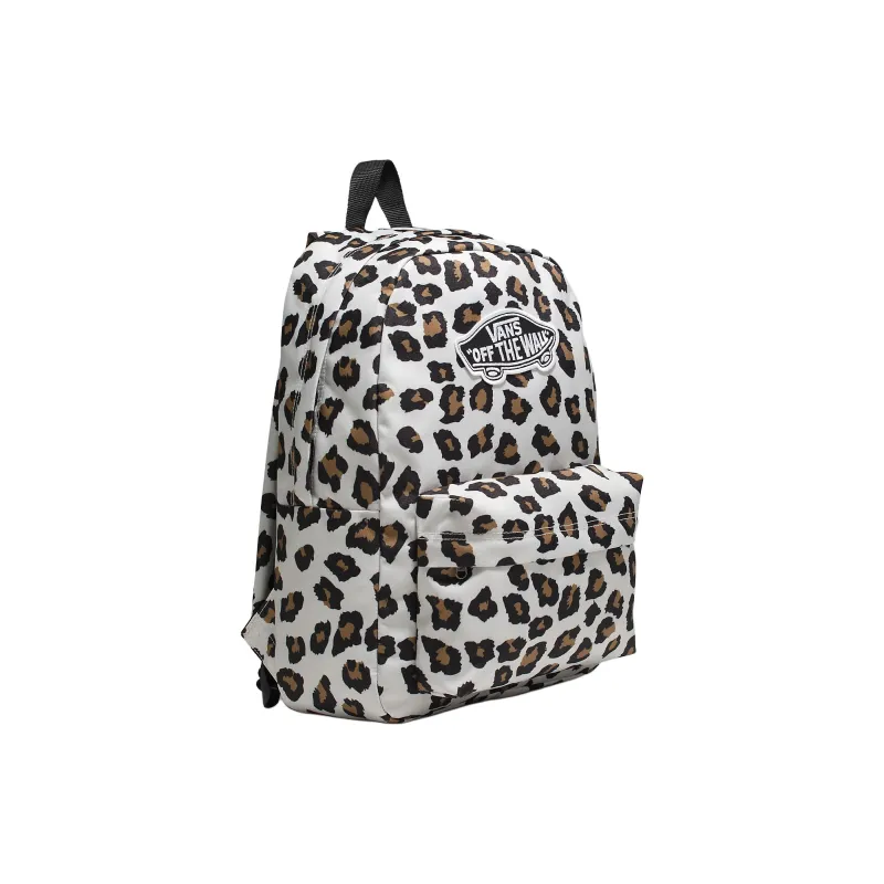 Vans Polyester Coated Polyurethane Backpack Regular Unisex White With Leopard Accents-1