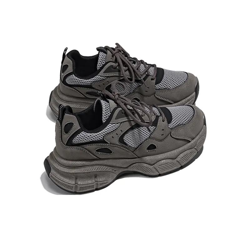 HUANQIU Durable Breathable Low Top Chunky Sneakers Women's Taupe-2