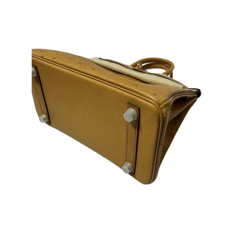 HERMES Birkin Ostrich Leather Birkin Bag Handbags Women's 37 Gold Gold Brown-2