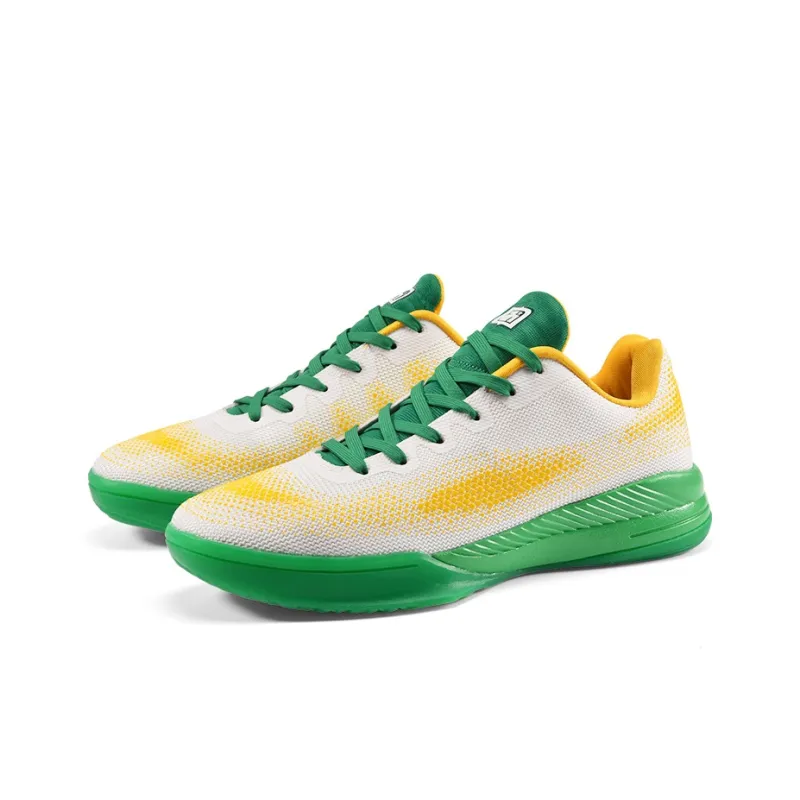 IVERSON Anti Slip Wear Resistant Low Top Basketball Shoes Unisex White Turquoise Green Bright Yellow-2