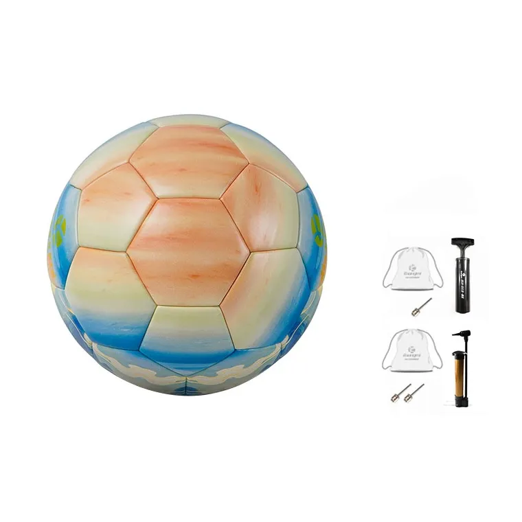 Kuangmi Size 5 Soccer PVC Hand Stitched Soccer Ball Unisex Orange Blue Yellow-1