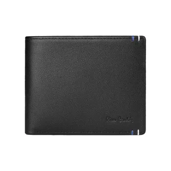 PIERRE CARDIN Minimalist Style Cow Leather Wallet Card Holder With Multiple Card Slots Regular Men's Black