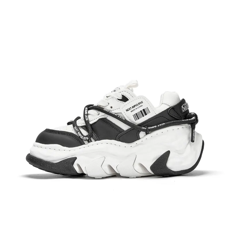 NEXT IMPULSIVE Dissolve Collection Low Top Stylish Skateboarding Shoes Unisex Black White-0