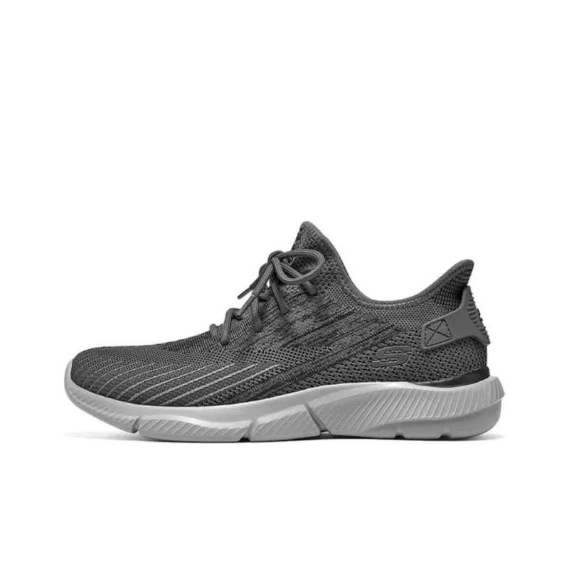 Skechers Cushioning Wear Resistant Low Top Running Shoes Men's Gray-0