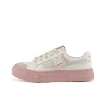 Warrior Wear-resistant Lightweight Breathable And Non-slip. Low-Top Canvas Shoes Women's Beige Pink