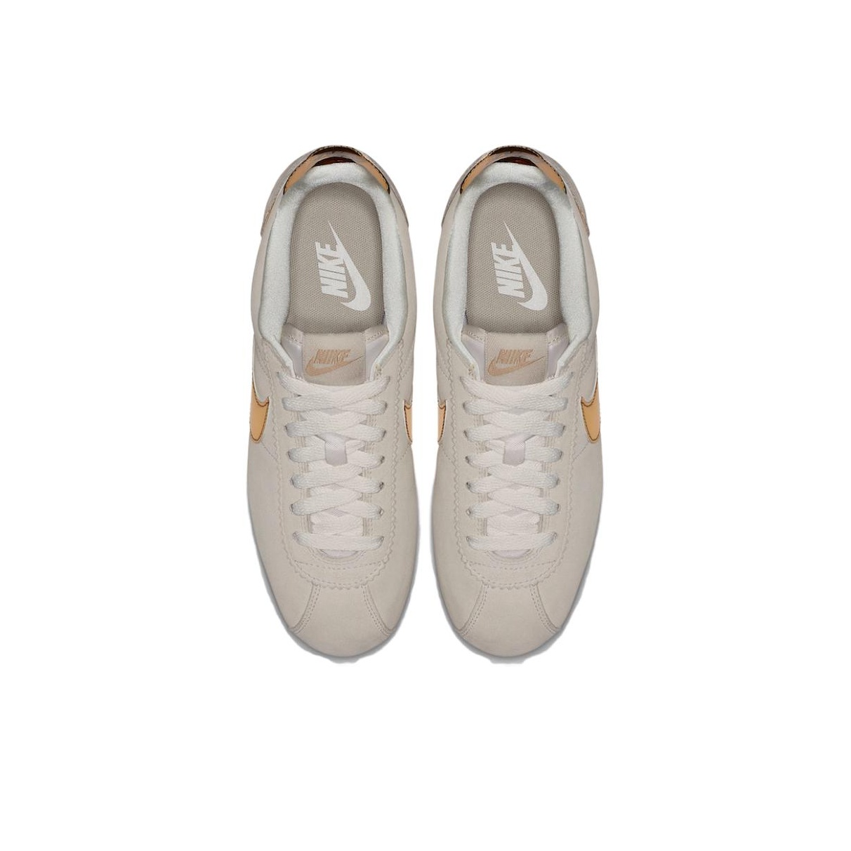 nike cortez white gold