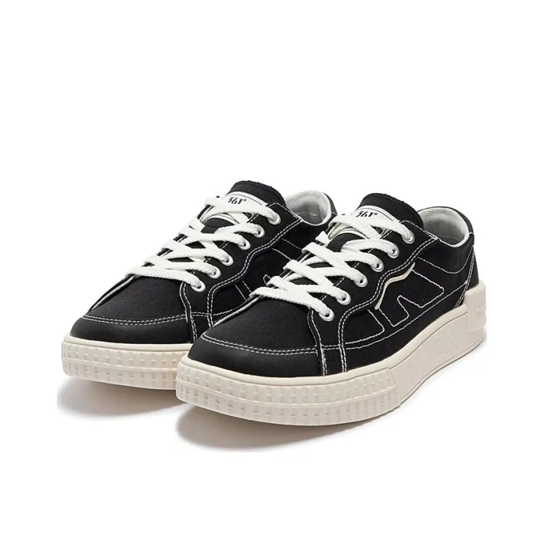 361° Anti Slip Wear Resistant Low Top Skateboard Shoes Men's Black Beige-2