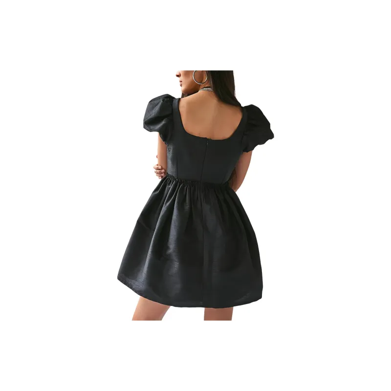 FREE PEOPLE Louise New York Chloe Dress Short-Sleeved Dresses Women's BLACK/Black-1