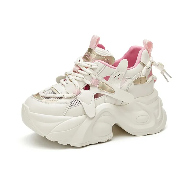 DAPHNE Low-Top Chunky Sneakers Women's White Pink/White Silver-1