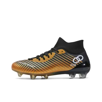 ATAY Anti Slip Wear Resistant Soccer Shoes Unisex Black Gold