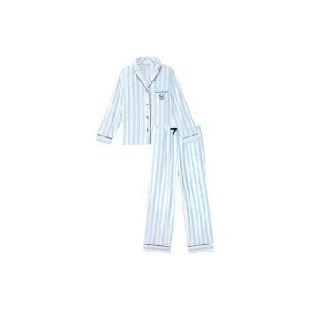 Victoria's Secret Pajama Set Women's Aqua Stripes