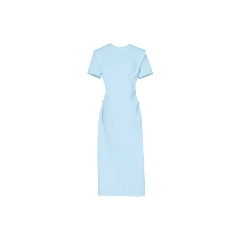 Duffy Fashion Short Sleeved Dresses Women's Light Blue-1