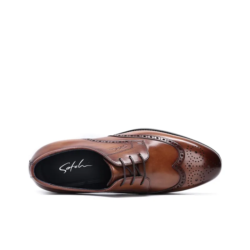 Satchi Dress Shoes Men Low Top Yellow Brown-3
