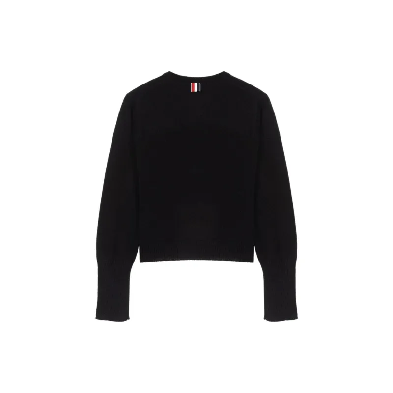 THOM BROWNE Ribbed Knit Crewneck Cardigan-1