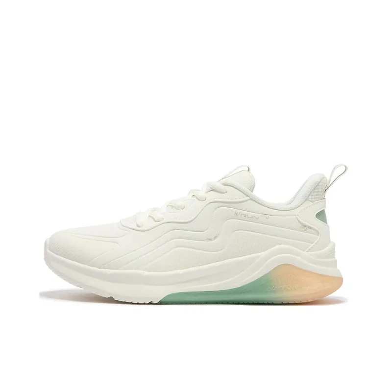 361° Cushioning, Wear Resistant Low Top Casual Running Shoes Women's White Green-0