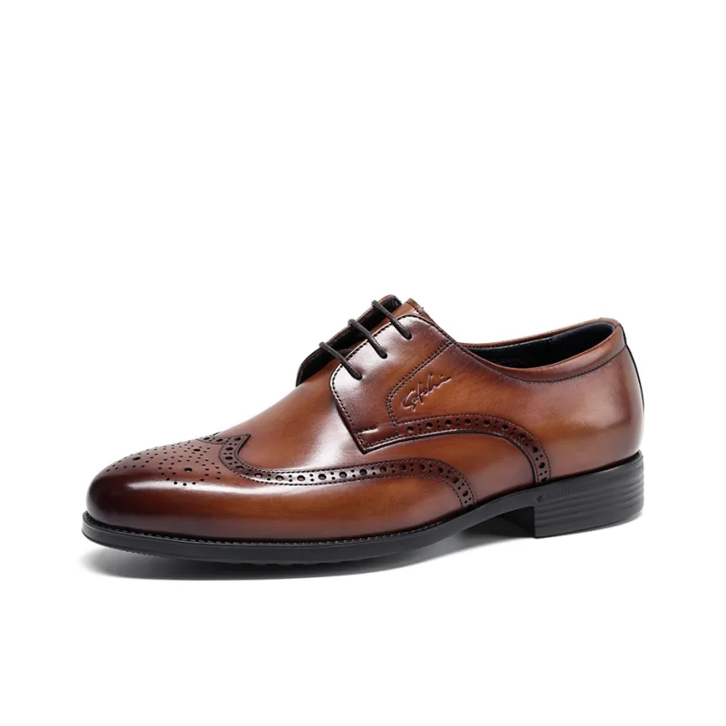 Satchi Dress Shoes Men Low Top Yellow Brown-1