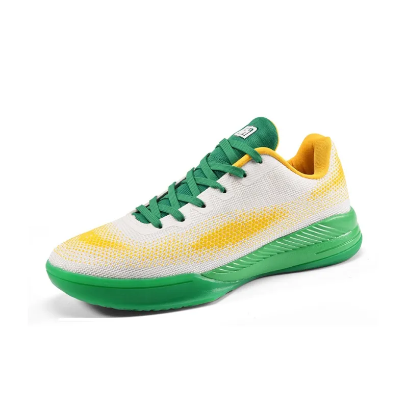 IVERSON Anti Slip Wear Resistant Low Top Basketball Shoes Unisex White Turquoise Green Bright Yellow-1