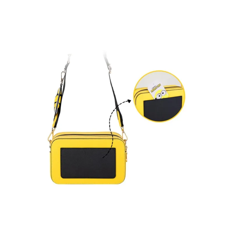 MINIONS PU Leather Flat Small Square Bag Shoulder Bag Unisex-4