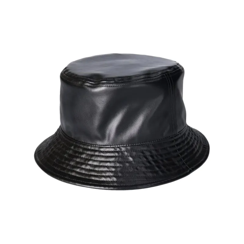 KANGOL Synthetic Leather Bucket Hats Unisex Black-2