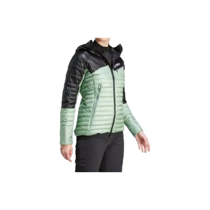 Adidas TERREX TECHROCK DOWN HOODED JACKET Jackets Coats Women's Silver Green-2