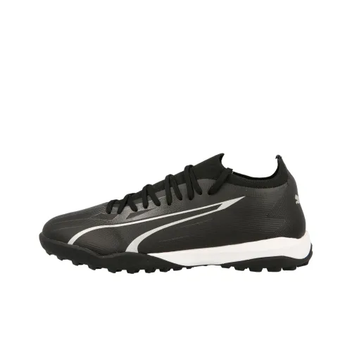 PUMA Ultra Match TT Rubber Broken Studs Anti Slip Wear Resistant Soccer Shoes Men's Black White