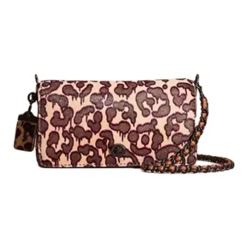 COACH Dinky Print Seamless Calfskin Shoulder Bag Crossbody Bag Medium Size Women's Natural Patch Pink