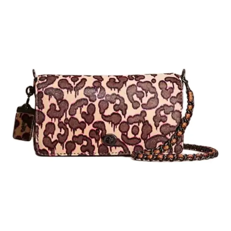 COACH Dinky Print Seamless Calfskin Shoulder Bag Crossbody Bag Medium Size Women's Natural Patch Pink-0