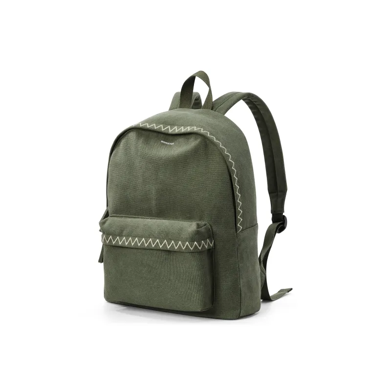 Werocker Canvas Backpack Regular Unisex Ecru/Black/Green-17