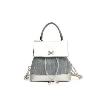 BAODIDAISHU PU Small Backpack Handbag Backpack Regular Women's Silver Green Pink