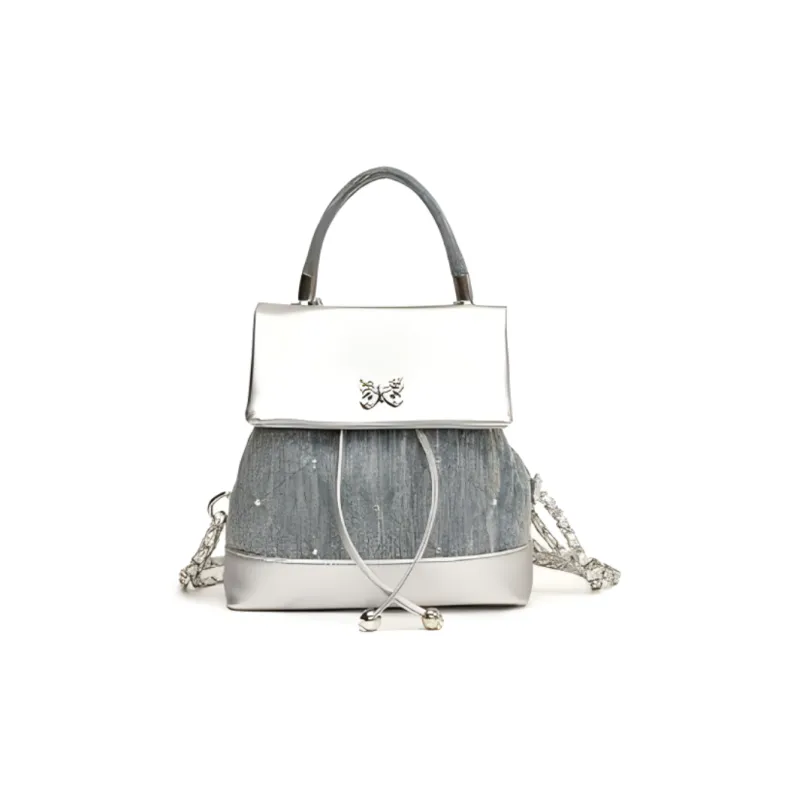 BAODIDAISHU PU Small Backpack Handbag Backpack Regular Women's Silver Green Pink-0