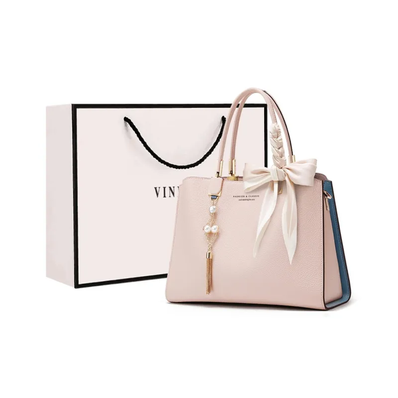 VINEY Cow Leather Handbag Tubas Women's Blue Black-27
