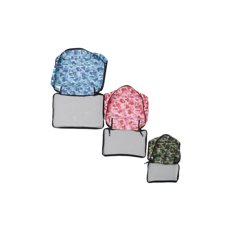 A BATHING APE Nylon Handheld Storage Bag Unisex Blue+Red+Camouflage-5