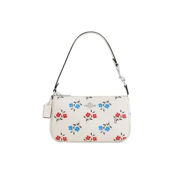 COACH Nolita Delicate Pebbled Leather Handbag Shoulder Bag Small Size Women's Silver & Chalk Multicolor