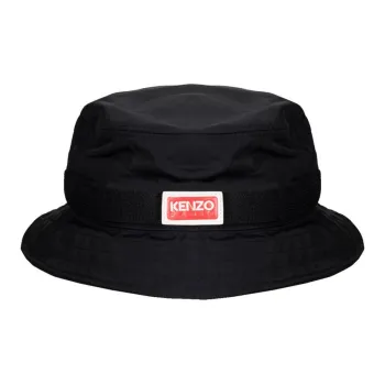 KENZO Polyester Leather Bucket Hats Men's Black