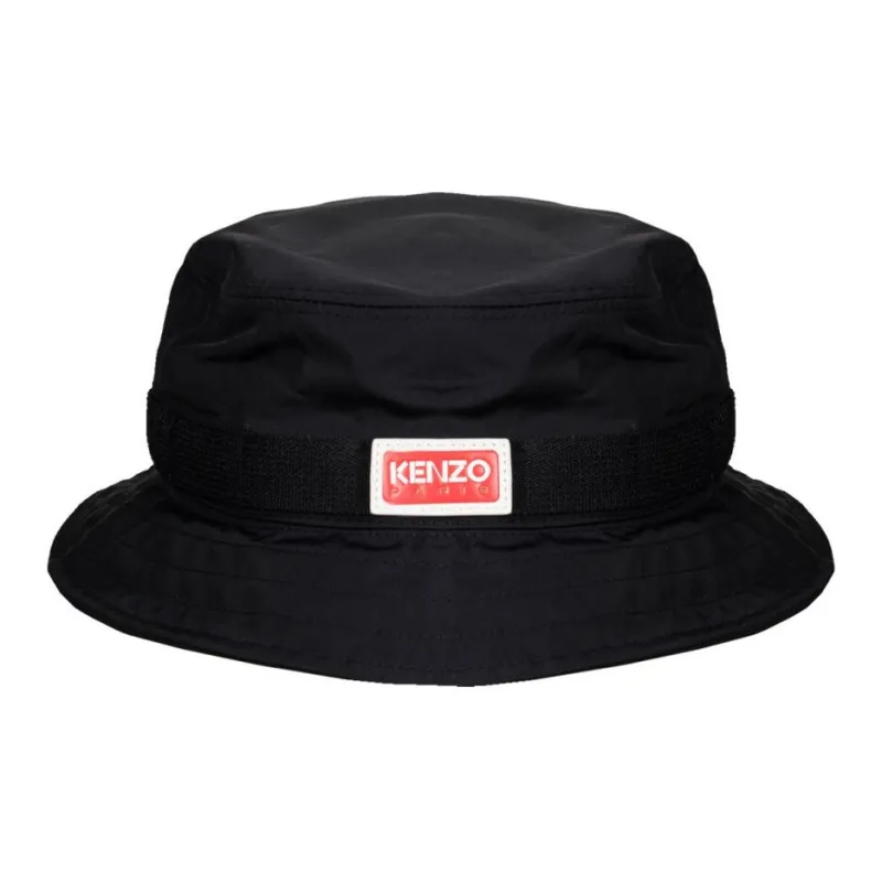 KENZO Polyester Leather Bucket Hats Men's Black-0