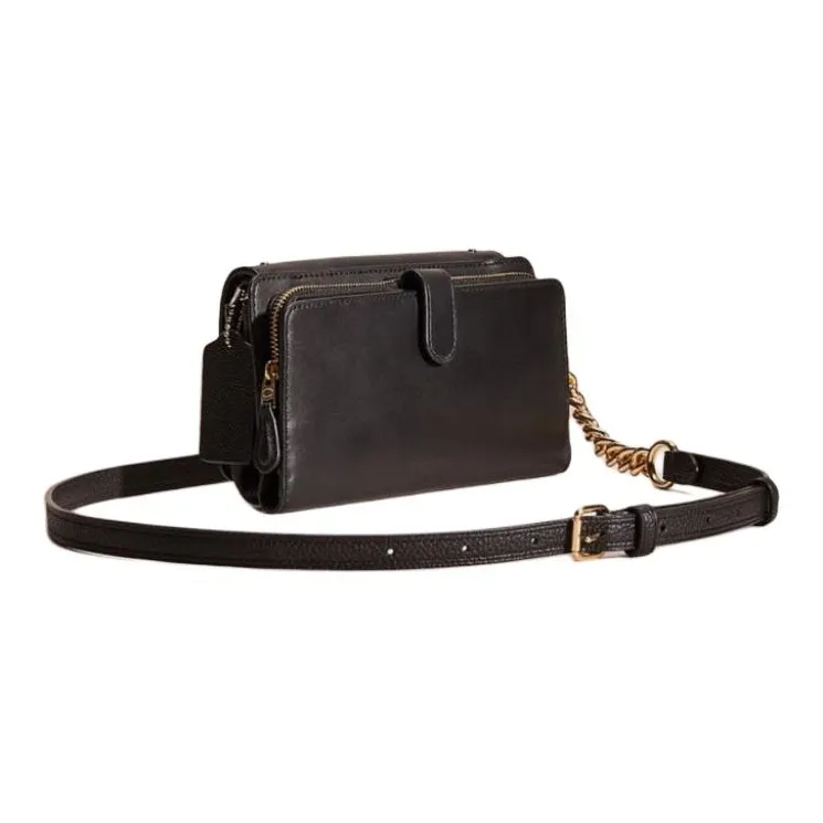COACH 19 Signature Coated Canvas Shoulder Bag, Crossbody Bag Trumpets Women's Tan-1