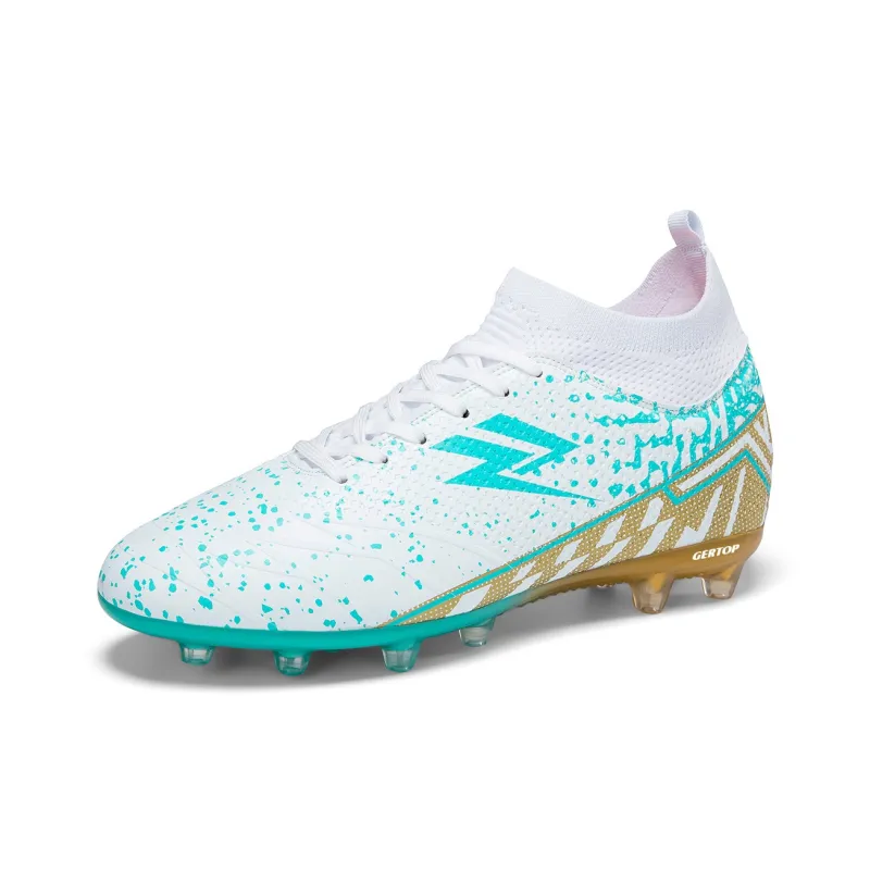 GERTOP Soccer Shoes Unisex Low Top White Pink, White Gold, Aqua, Black-4
