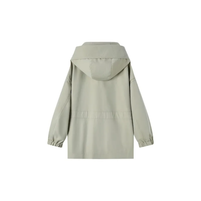 EICHITOO Trench Coat Women's Green Gray-1