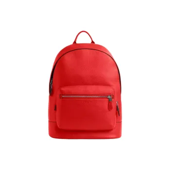 COACH West Leather Patchwork Smooth Calfskin Backpack Large Size Unisex Red
