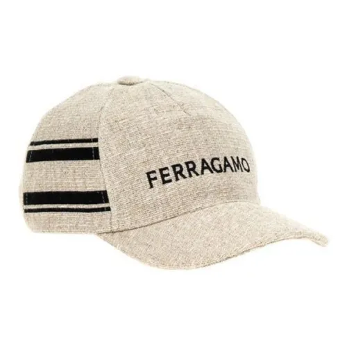 FERRAGAMO Cotton Linen Viscose Baseball Caps Men's Beige
