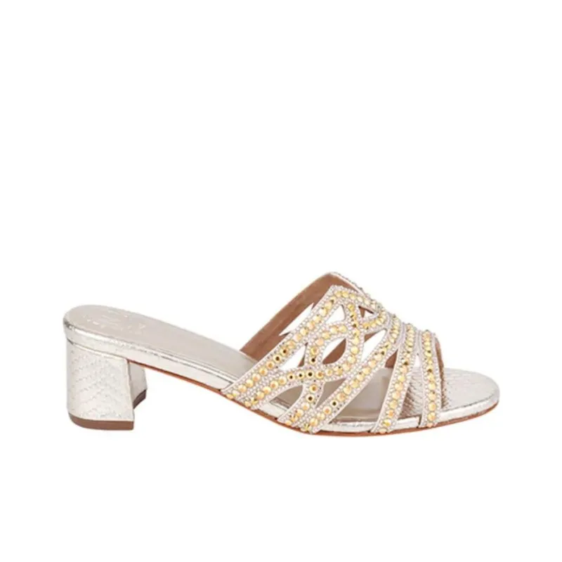 NICOLI Slide Slippers 5cm Women's Gold-1