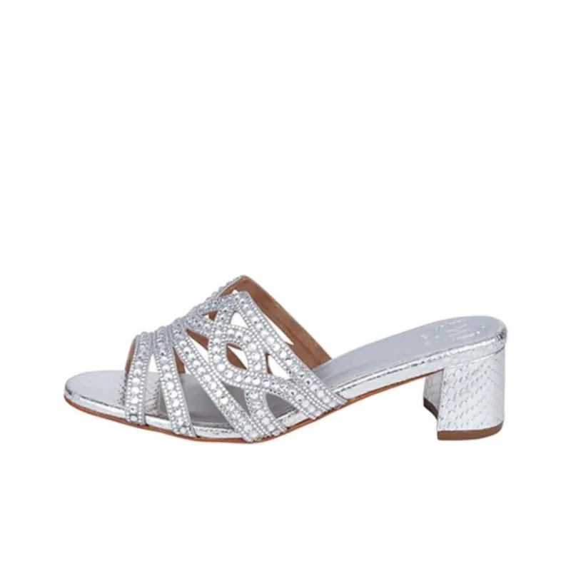 NICOLI Slide Slippers 5cm Women's Silver-0