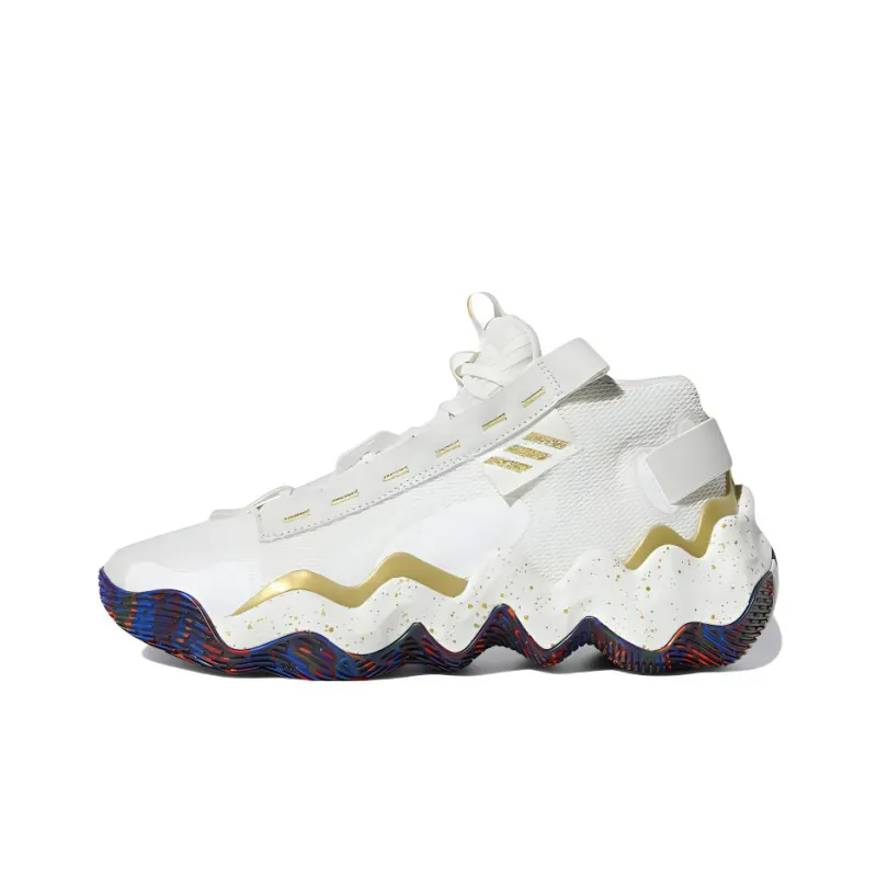 Adidas Exhibit B Mid Anti Slip Wear Resistant Mid Top Basketball Shoes Women's White Gold-0