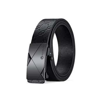 AUGTARLION Luxe Feeling Cut Automatic Buckle Pants Belt Split Cow Leather Leather Belts Men's Gunmetal 3.5cm