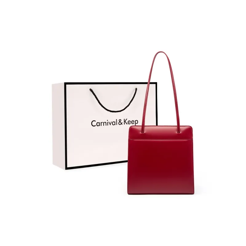 Carnival Keep Cow Split Leather Bonded Synthetic Leather Shoulder Bag Tote Regular Women's Brown/Black/Burgundy-5