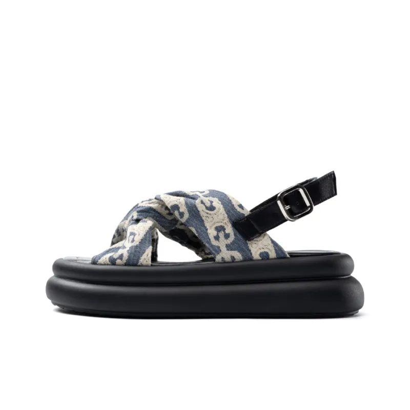 ZHR Green Purple Holiday One Strap Sandals Women's-6