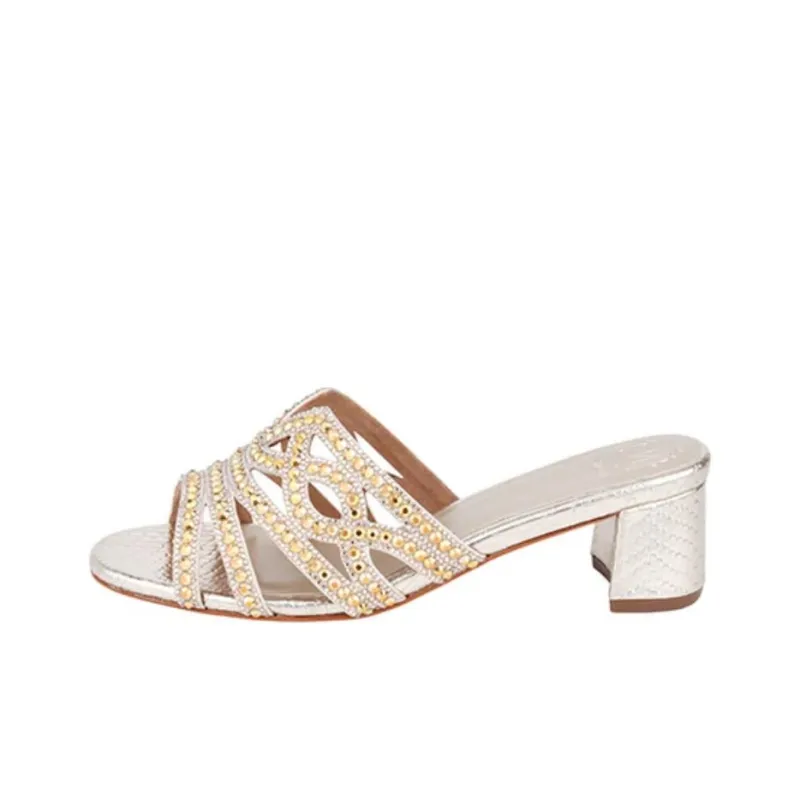NICOLI Slide Slippers 5cm Women's Gold-0