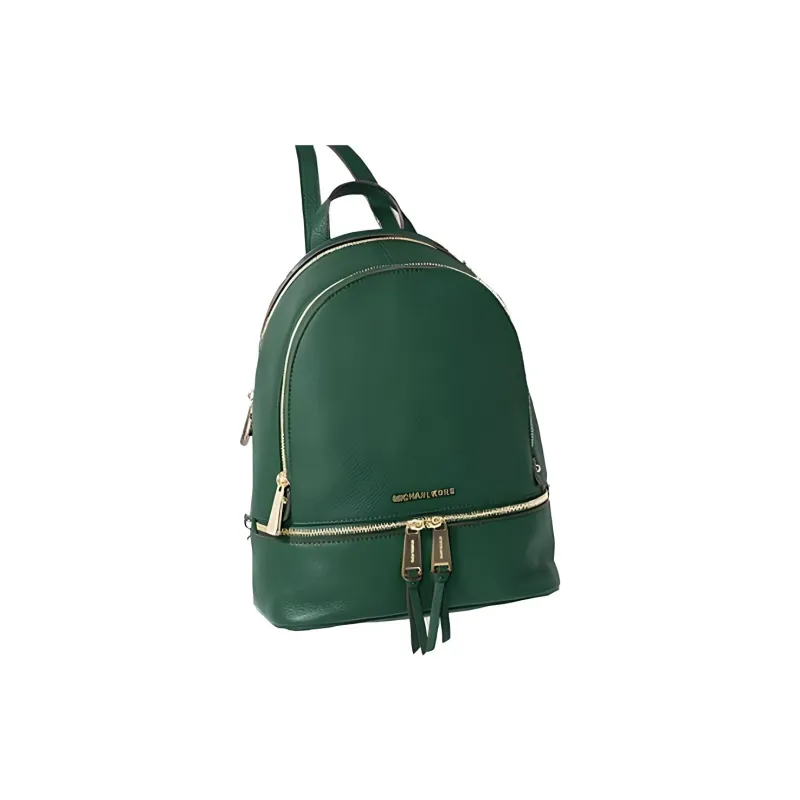 MICHAEL KORS Rhea Zip Leather Backpack Medium Size Women's Green-1