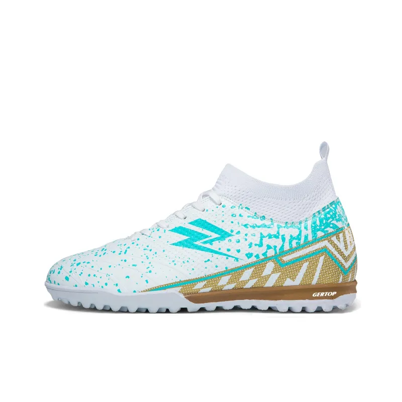 GERTOP Soccer Shoes Unisex Low Top White Pink, White Gold, Aqua, Black-15